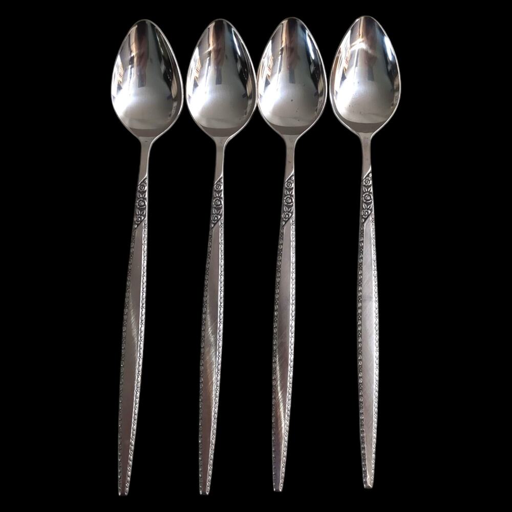 Lot 4 Vintage Orleans Silver - ORL8 - Stainless Japan - Iced Tea Spoon Long